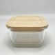 Contenedor de alimentos de vidrio con tapa de bambú de 800 mL