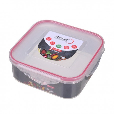 Contenedor de alimentos de plástico Steiner® cuadrado de 1.2 L