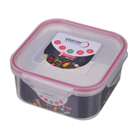Contenedor de alimentos de plástico Steiner® cuadrado de 760 mL