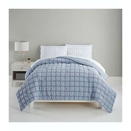 Set de edredón matrimonial de poliéster Simply Essential™ Seersucker color azul claro