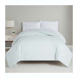 Set de edredón queen de poliéster Simply Essential™ Pintucks color menta