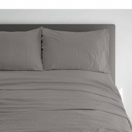 Set de sábanas queen de microfibra Dalfiori Basic™ color gris cemento