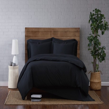 Set de duvet individual de algodón Brooklin Loom™ color negro