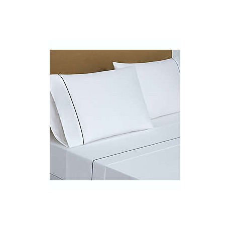 Set de sábanas queen de algodón Everhome™ de 800 hilos color blanco/azul