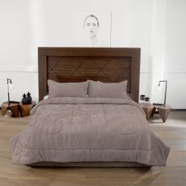 Set de edredón individual de poliéster Freta™ color café rústico