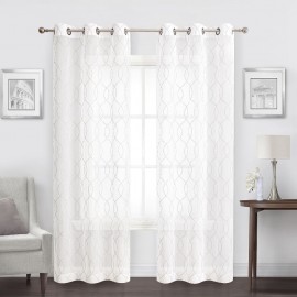 Cortinas traslúcidas de poliéster Regal Home Collections® Starbust de 1.93 x 2.13 m color blanco/lino, 2 piezas