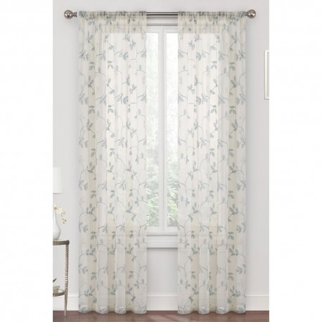 Cortina traslúcida de poliéster Regal Home Collections® Meadow de 1.27 x 2.13 m color marfil/azul niebla