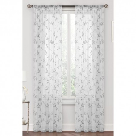 Cortina traslúcida de poliéster Regal Home Collections® Meadow de 1.27 x 2.41 m color blanco/gris