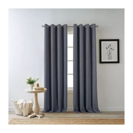 Cortina blackout de poliéster Bee & Willow™ Hadley con ojales de 2.13 m color índigo