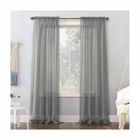 Cortina traslúcida de poliéster Regal Home™ de 1.37 x 2.41 m color gris
