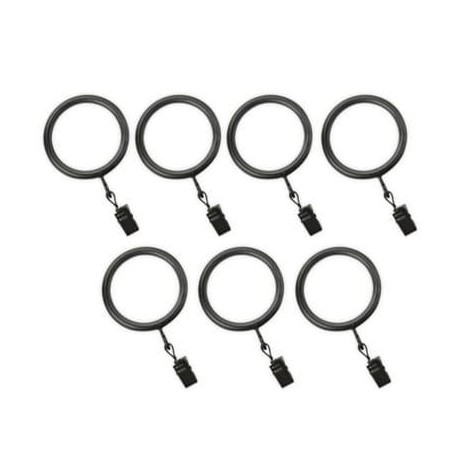 Aros con pinzas para cortinas Cambria® Premier Complete color grafito, 7 piezas