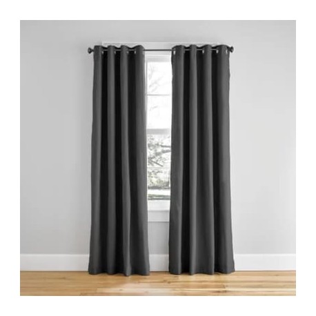 Cortina de algodón Simply Essential™ Hawthorne de 2.13 m color gris carbón