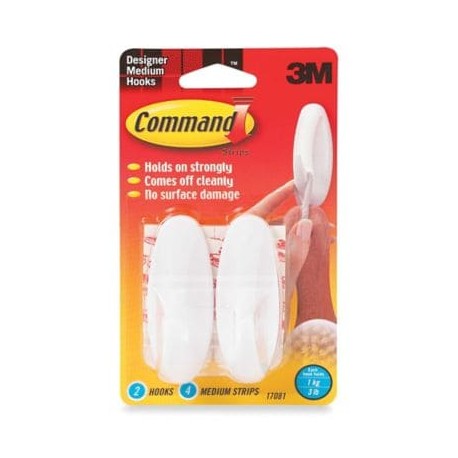Ganchos medianos 3M Command™ Designer color blanco