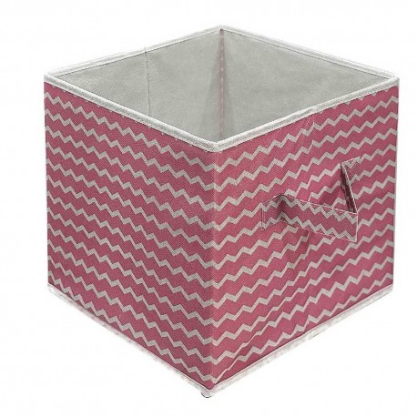 Caja organizadora de tela Link Life™ de 30 cm, de zigzag color rosa oscuro