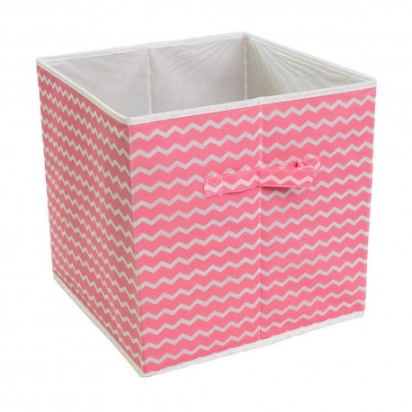 Caja organizadora de tela Link Life™ de 33 cm, de zigzag color rosa claro