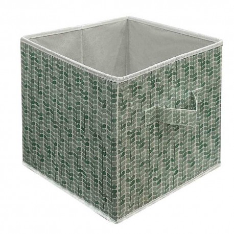 Caja organizadora de tela Link Life™ de 33 cm, diseño de hojas color verde