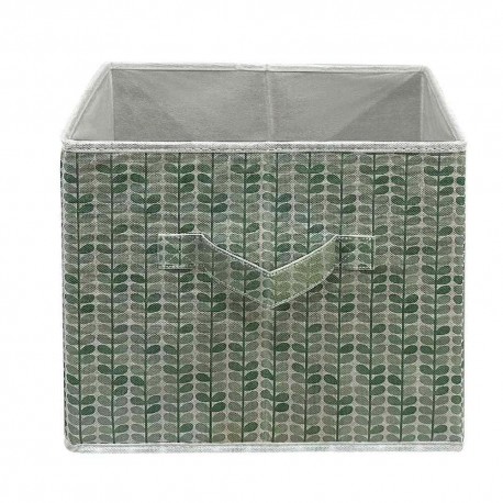 Caja organizadora de tela Link Life™ de 30 cm, diseño de hojas color verde