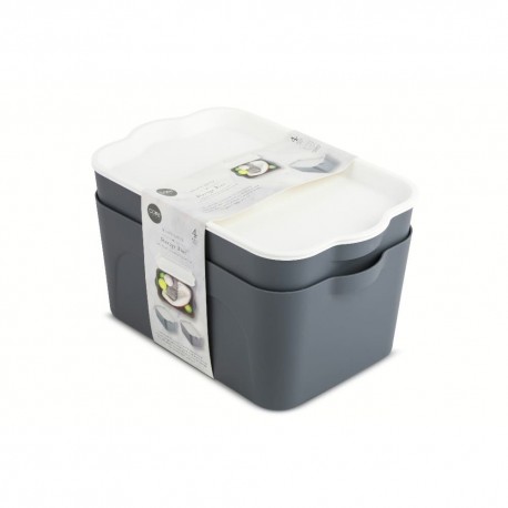 Set de cajas organizadoras de plástico Core™ Oxford apilables color gris, 2 piezas