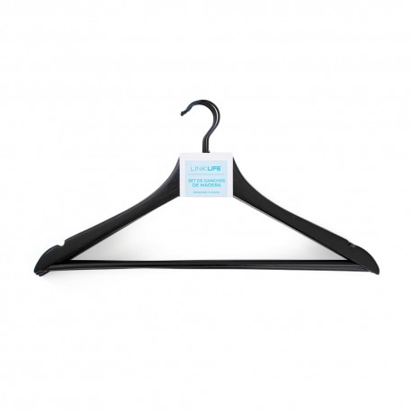 Set de ganchos de madera Link Life™ color negro, 4 piezas