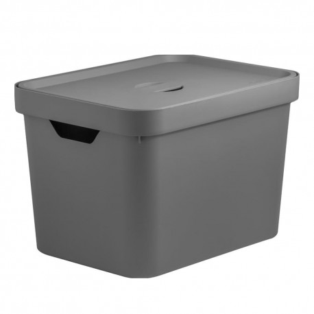 Caja organizadora Zylku™ de 18 L con tapa, color gris