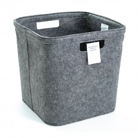 Caja organizadora de fieltro con agarraderas de 33 x 33 cm color gris