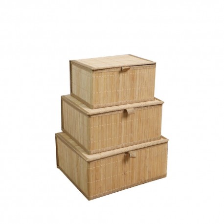 Set de cajas organizadoras de bambú MXO™ 3 piezas