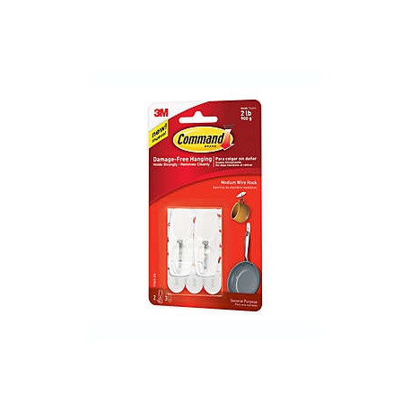 Ganchos medianos de plástico 3M Command™ color blanco, Set de 2