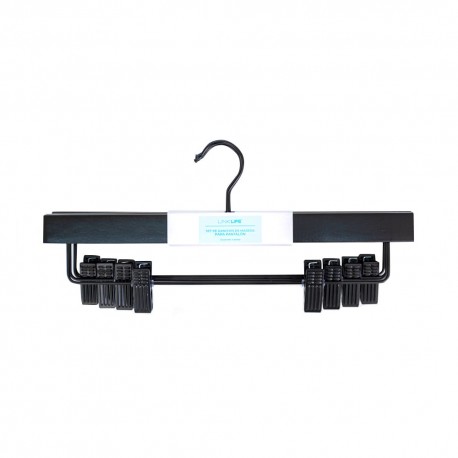 Set de ganchos para pantalón de madera Link Life™ color negro, 4 piezas
