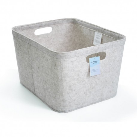 Caja organizadora de fieltro con agarraderas de 42 x 35 cm color beige
