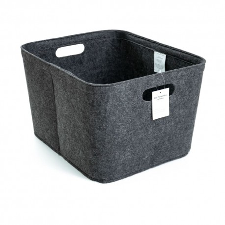 Caja organizadora de fieltro con agarraderas de 42 x 35 cm color gris