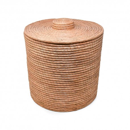 Cesto artesanal de fibra de pino Artesanías Pino™ mediano con tapa