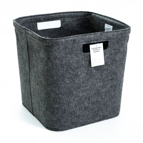 Caja organizadora de fieltro con agarraderas de 33 x 33 cm color negro