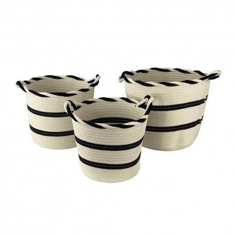 Set de canastas de poliéster Noritex™ Ethnic whisperer a rayas color beige/negro, 3 piezas
