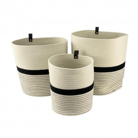 Set de canastas de poliéster Noritex™ Ethnic whisperer color beige/negro, 3 piezas