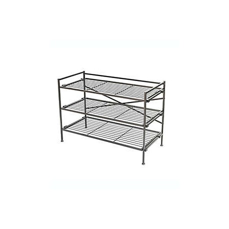Zapatera de metal Squared Away™ apilable de 3 repisas color gris