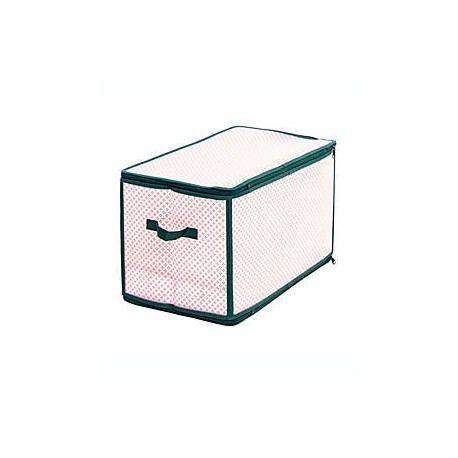 Caja para adornos navideños grande de polipropileno Winter Wonderland™ color rojo/verde
