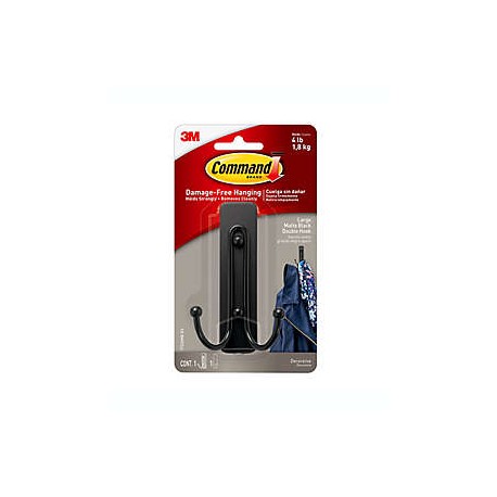 Gancho doble grande de metal 3M Command™ color negro mate
