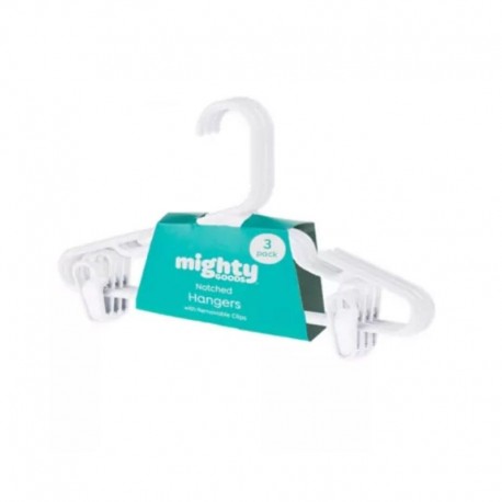 Ganchos para ropa infantil Mighty goods™ con pinzas color blanco, 3 piezas