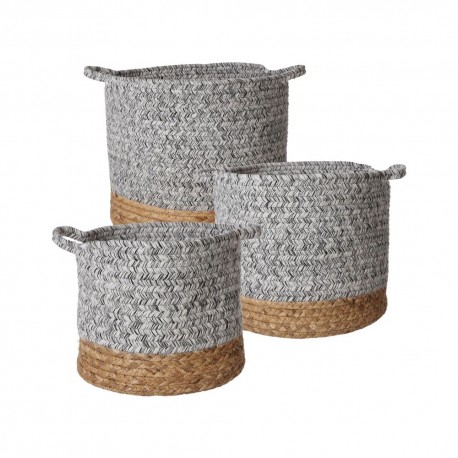 Set de canastas Love & Lemons™ Aramara color gris/café, 3 piezas